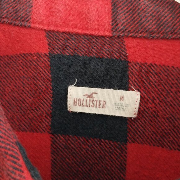 Hollister Red Buffalo Check Flannel Button Down Shirt Size Medium Good Condition - Picture 5 of 6